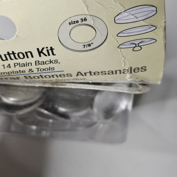 New Dritz 114-36 Craft Cover Button Kit Sz 36 7/8" 14 Buttons Plain Shank Backs - Picture 3 of 8